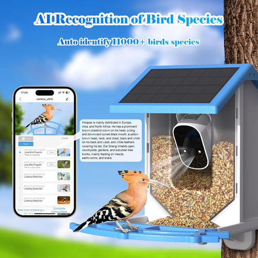 Smart Bird Feeder With Camera,Solar-Powered WiFi 4MP Live Camera
