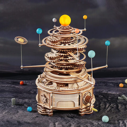 Rotatable Mechanical Solar System 3D Wooden Puzzle