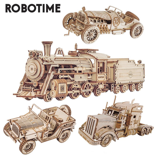 Model 3D Wooden Puzzle Car & Train