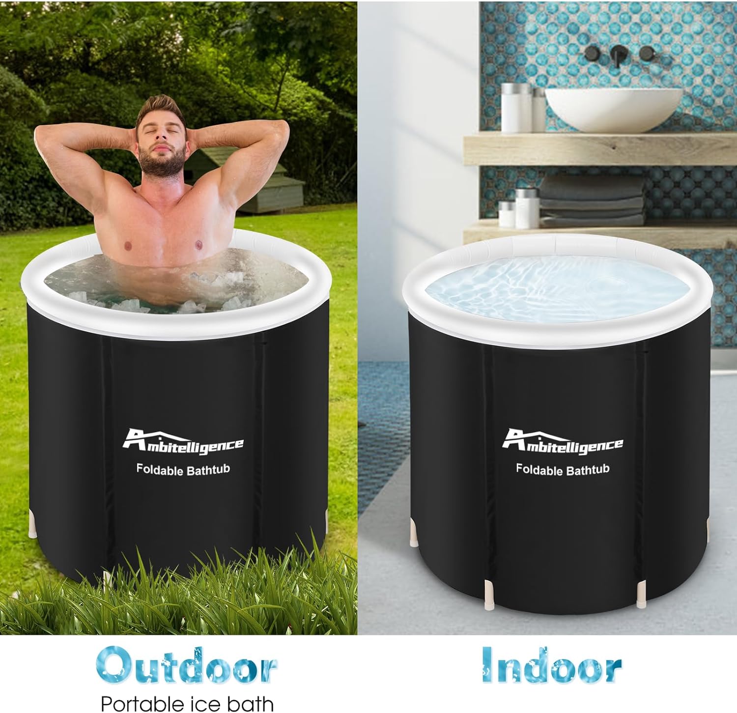 Outdoor Portable Cold Water Ice Tub Foldable Bathtub Therapy - Black Tie Gadget